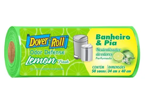 Saco Lixo Dover Roll Lemon Fresh Banheiro/pia Rolo C/50un