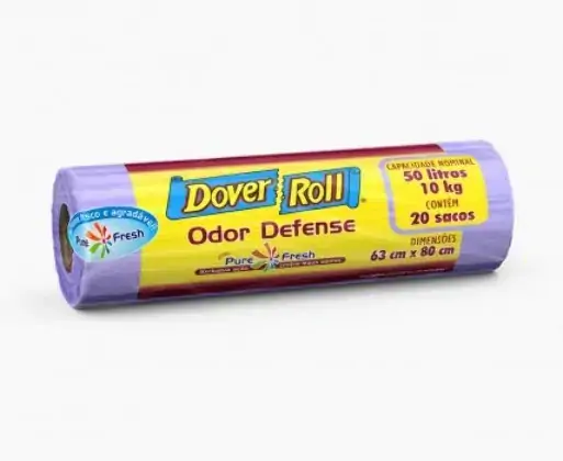 Saco Para Lixo Pure Fresh 50l Dover Roll Odor Defense 20 Unidades