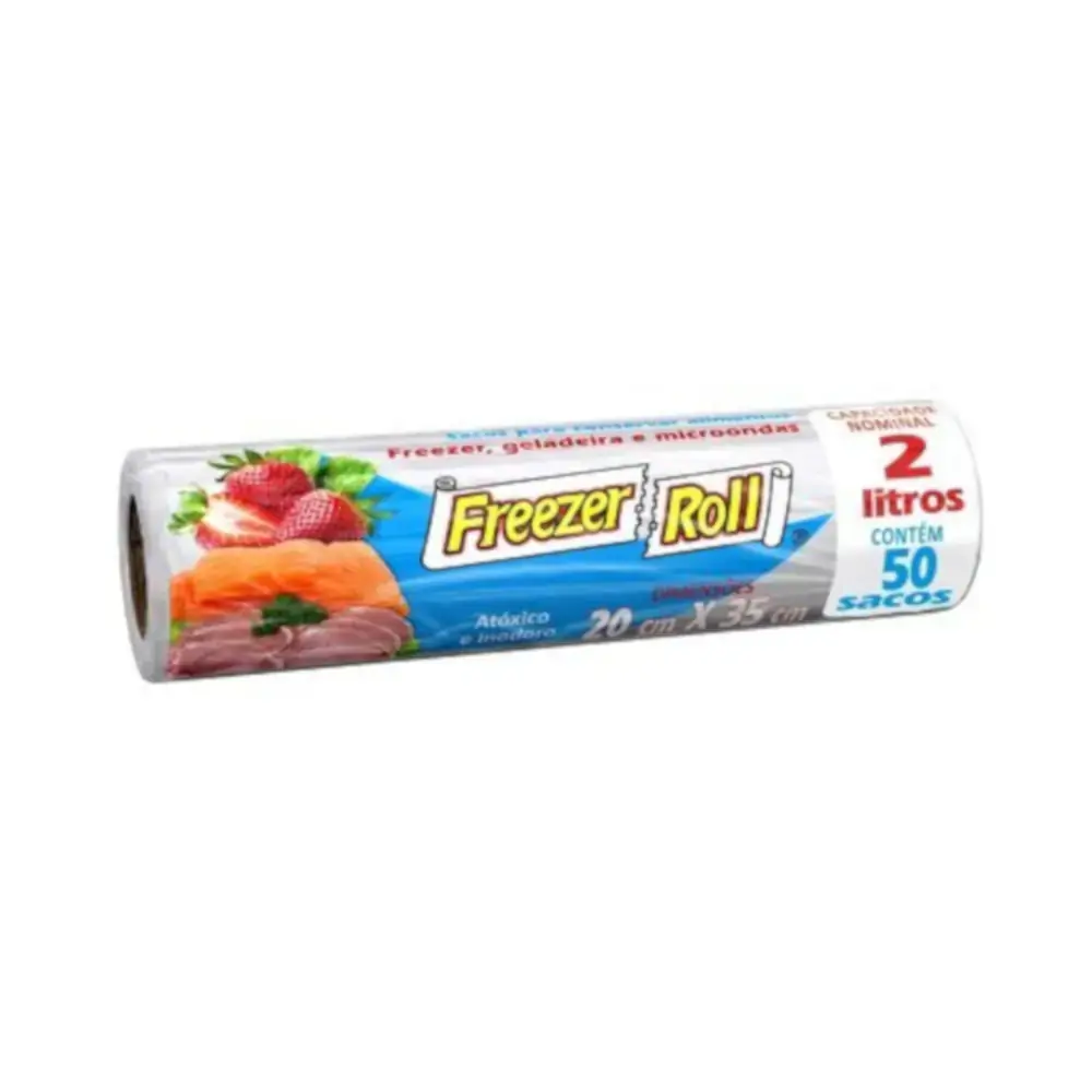 Saco Para Freezer, Geladeira E Micro Ondas 2l Freezer Roll 20cm X 35cm 50 Unidades