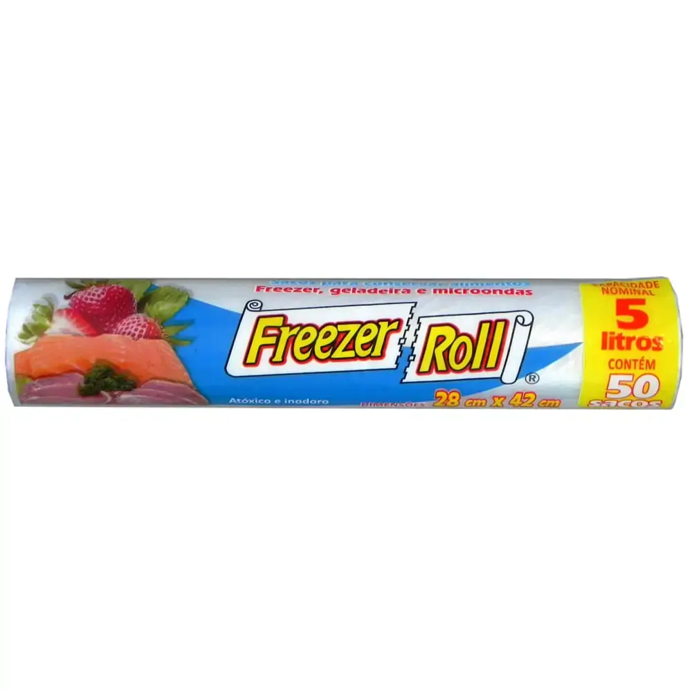 Saco Para Freezer, Geladeira E Micro Ondas 5l Freezer Roll 28cm X 42cm 50 Unidades
