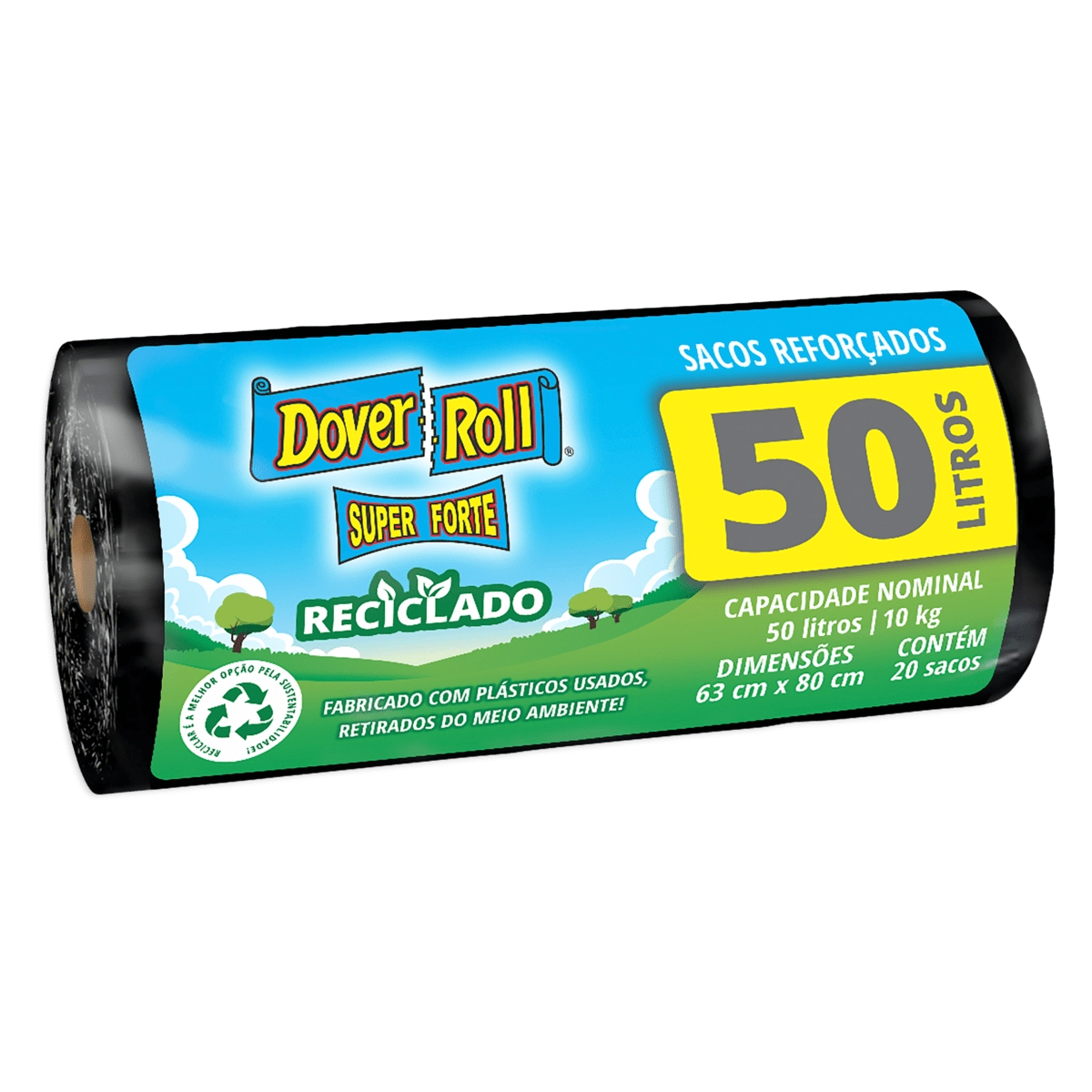 Saco Para Lixo Reciclado 50l Dover Roll Super Forte 20 Unidades