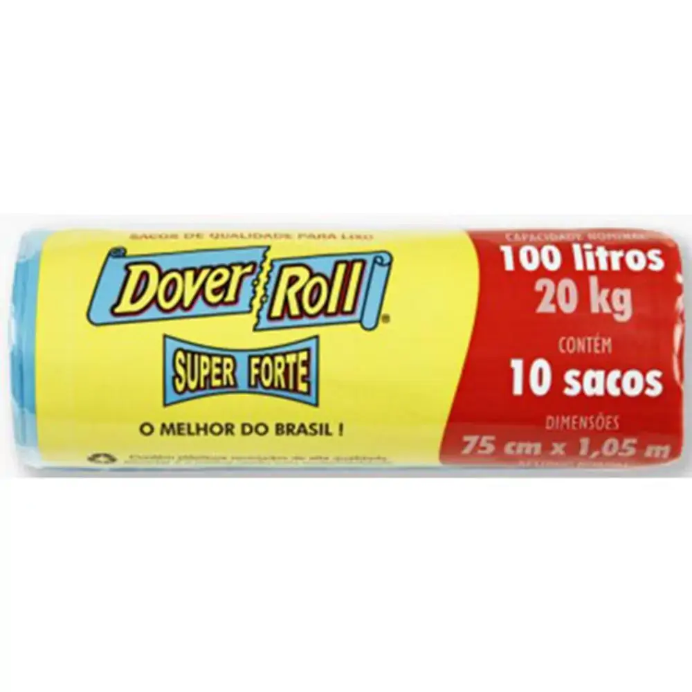 Saco Para Lixo Reciclado 100l Dover Roll Super Forte 10 Unidades