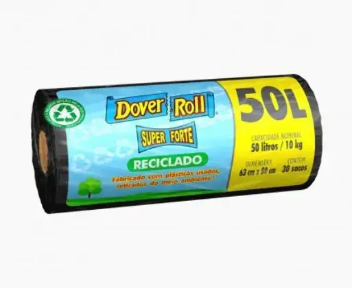 Saco Para Lixo Reforçado 50l Dover Roll Super Forte 30 Unidades