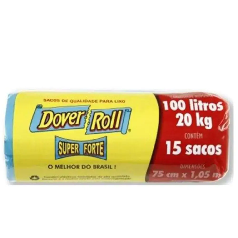 Saco Para Lixo Reforçado 100l Dover Roll Super Forte 15 Unidades