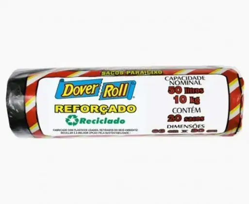 Saco Para Lixo Reforçado 50l Dover Roll 20 Unidades