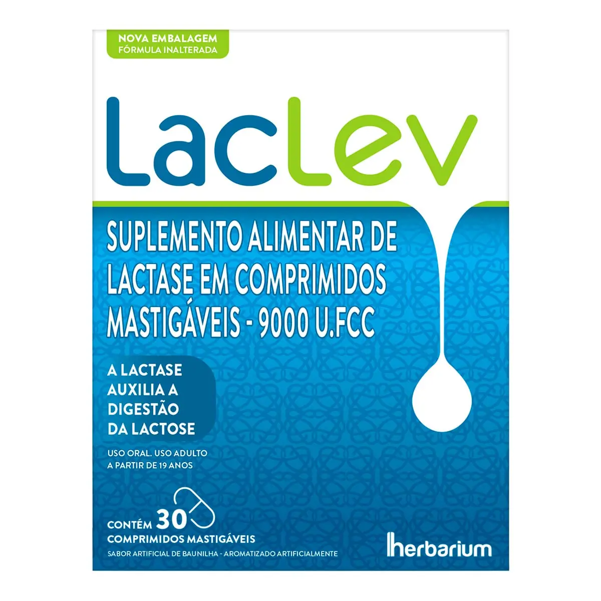 Lactase Baunilha Laclev Caixa 30 Comprimidos Mastigáveis