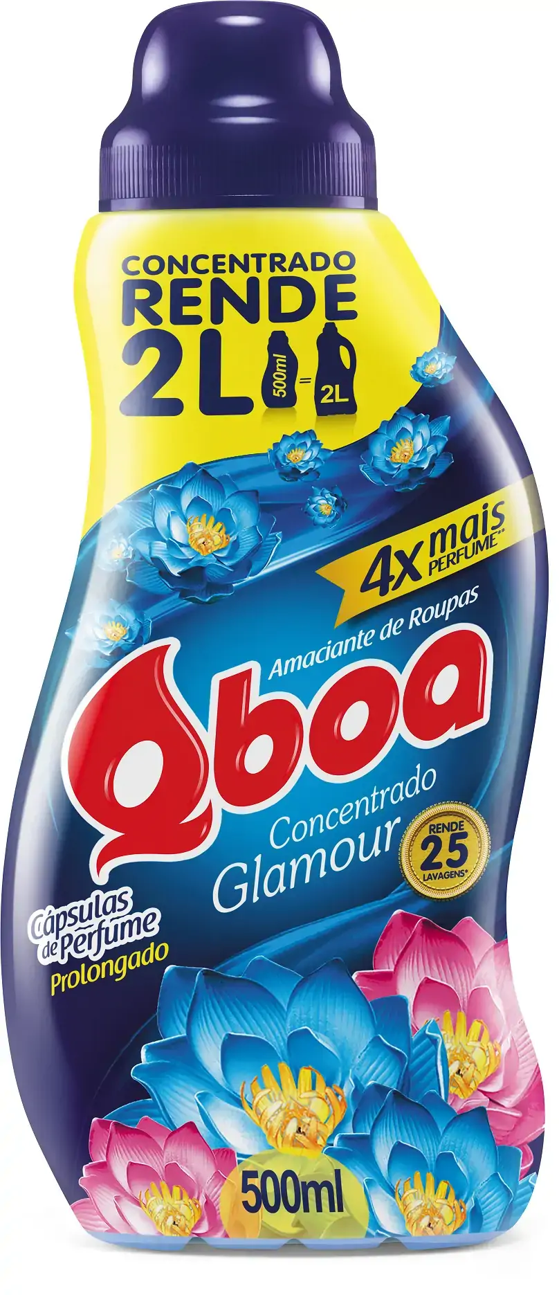 Amaciante De Roupa Concentrado Glamour Qboa Frasco 500ml