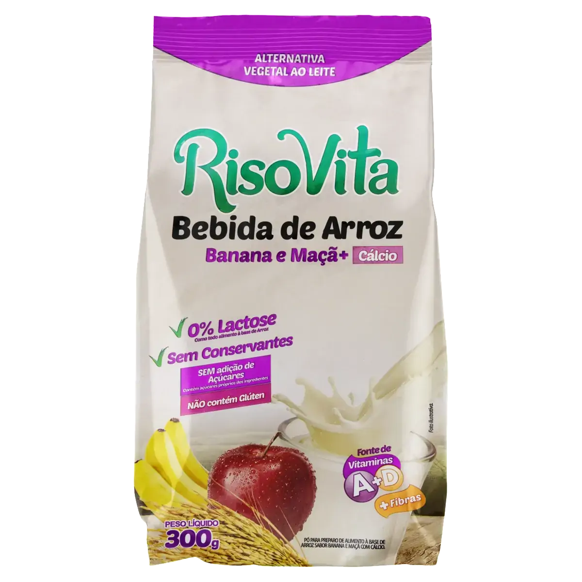 Alimento à Base De Arroz Pó Banana E Maçã Risovita Pacote 300g