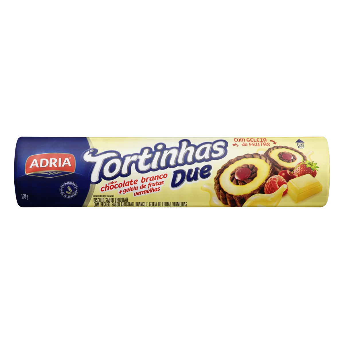 Biscoito Tortinhas Adria Due Chocolate Bco/fr Vermelho
