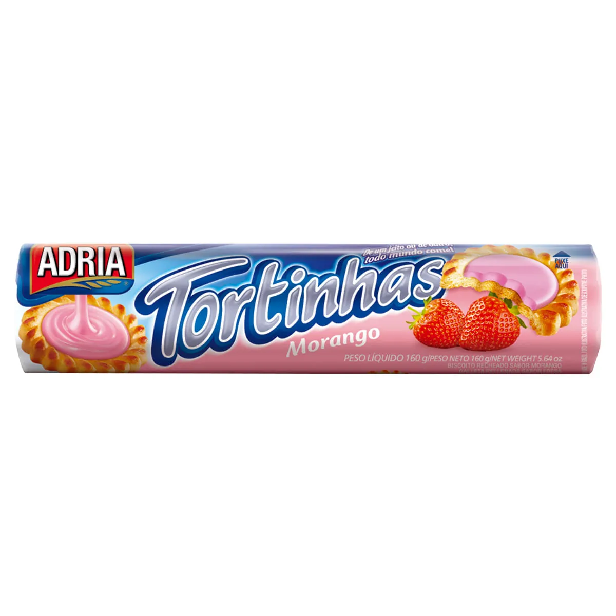 Biscoito Recheio Morango Adria Tortinhas Pacote 160g