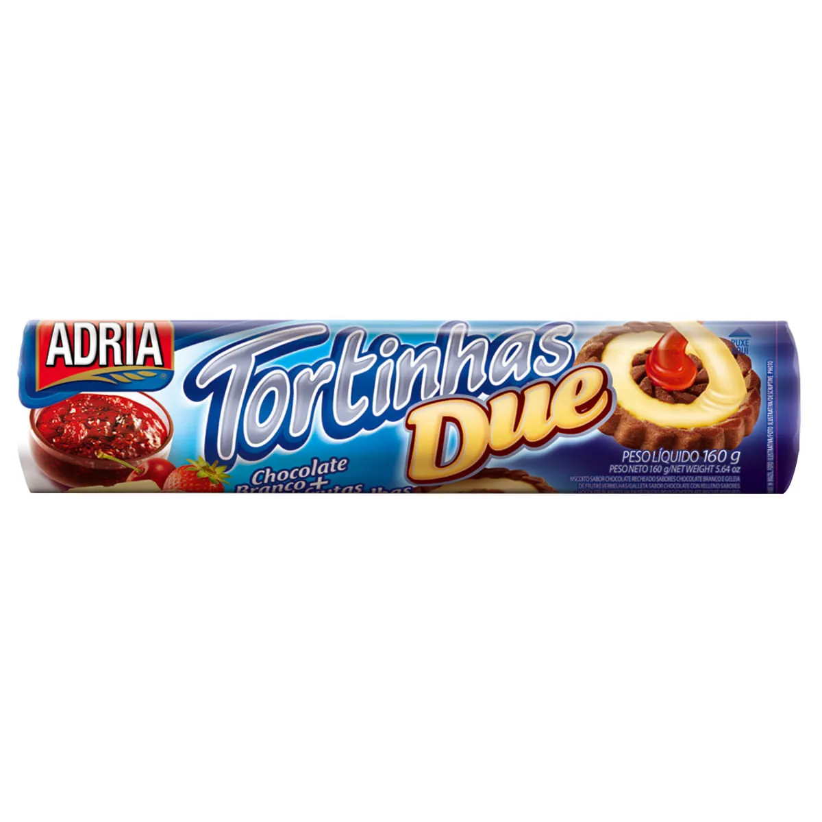 Biscoito Recheado Chocolate Branco e Frutas Vermelhas Adria 160g