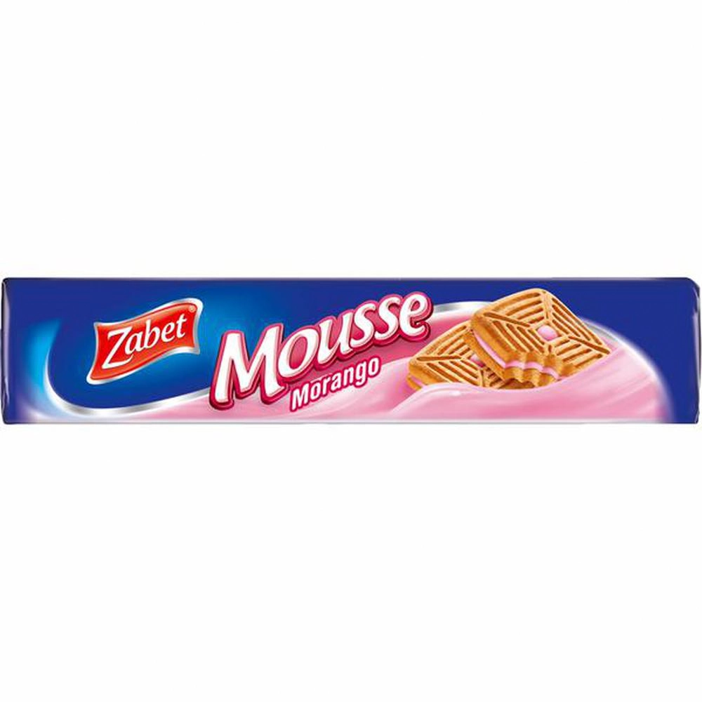 Biscoito Recheio Morango Zabet Mousse Pacote 145g