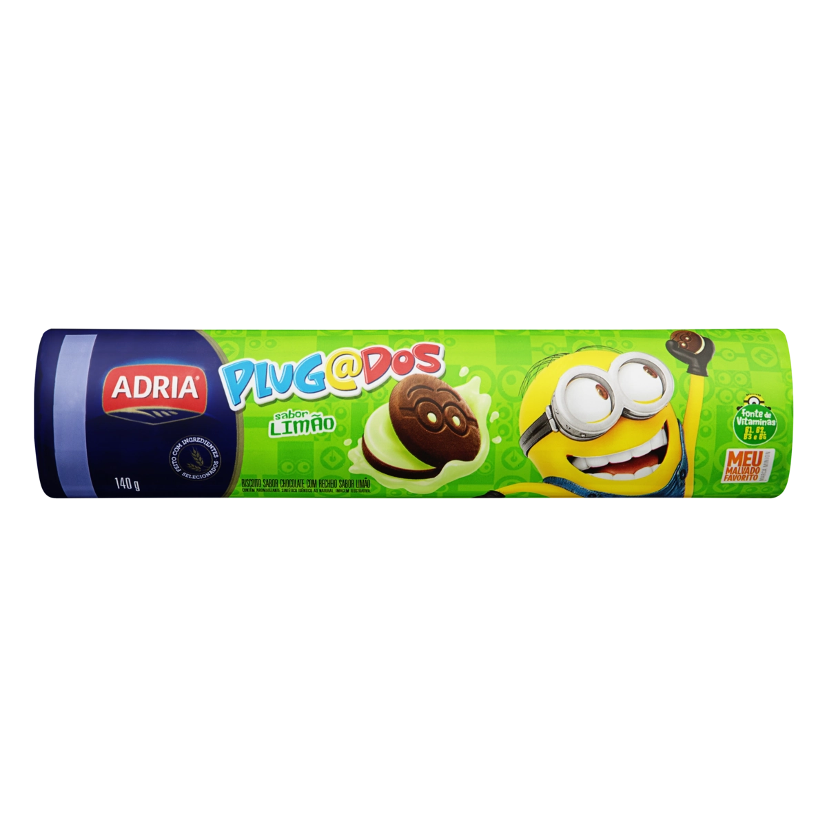 Biscoito Chocolate Recheio Limão Adria Plugados Pacote 140g