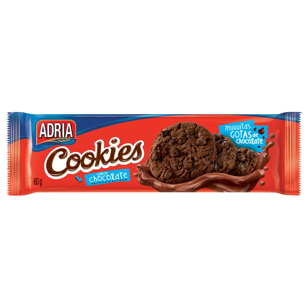 Cookie Sabor Chocolate com Gotas de Chocolate Adria 60g