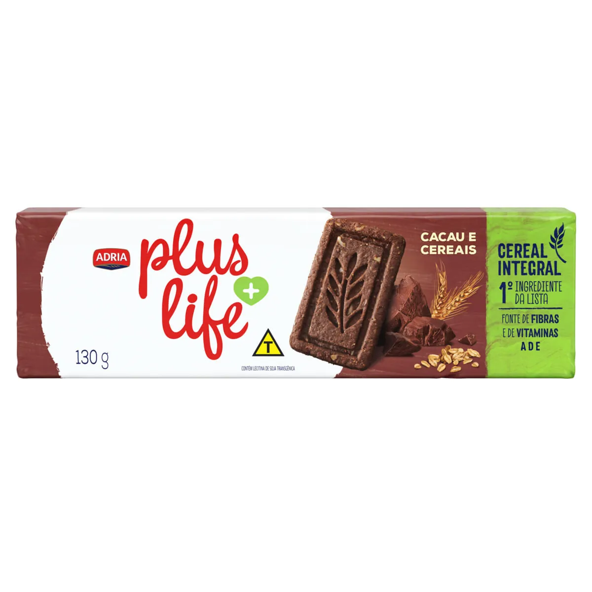 Biscoito Integral Cacau e Cereais Adria Plus Life 130g