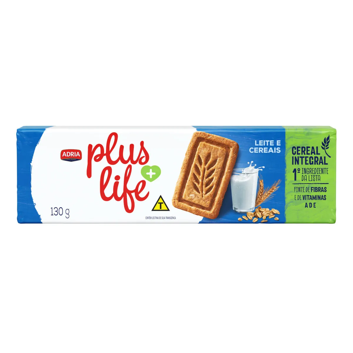 Biscoito Integral Leite e Cereais Adria Plus Life 130g