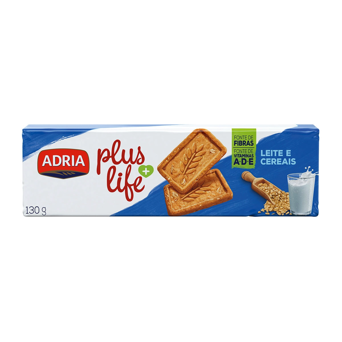 Biscoito Integral Leite E Cereais Adria Plus Life Pacote 120g