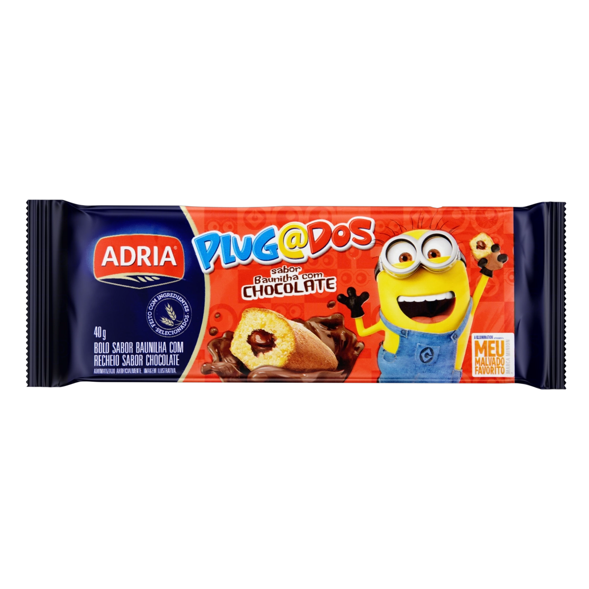 Bolo Baunilha Recheio Chocolate Adria Plugados Pacote 40g