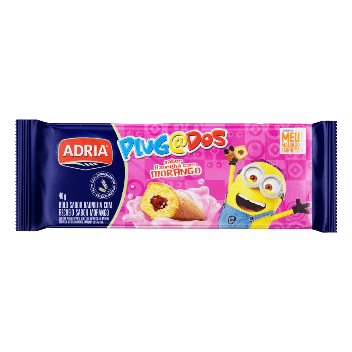 Bolo Baunilha Recheio Morango Adria Plugados Pacote 40g