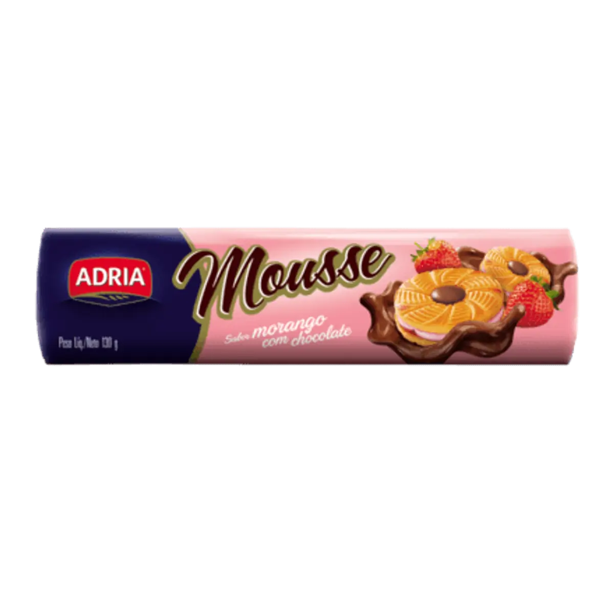 Biscoito Recheio Morango com Chocolate Adria Mousse 130g