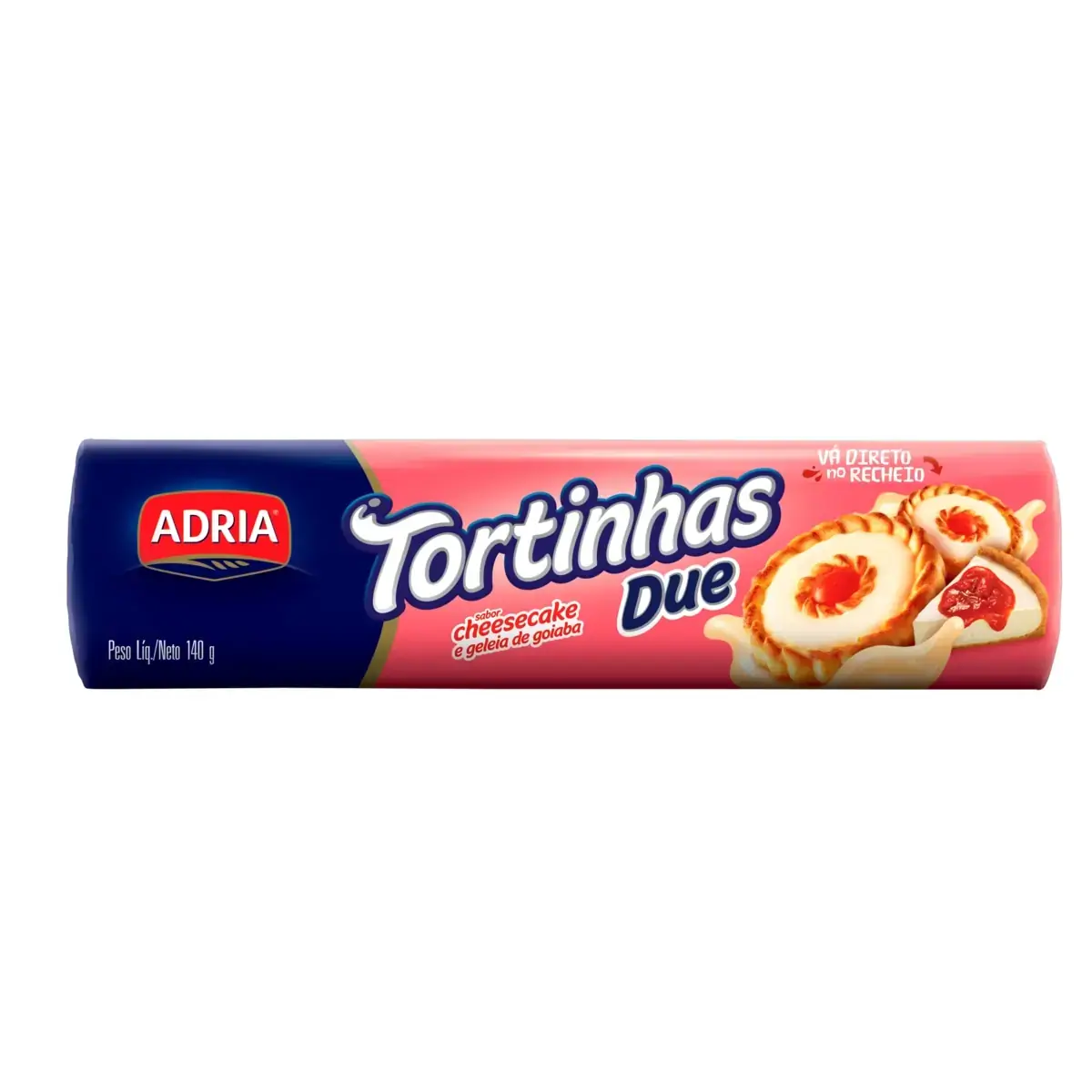 Biscoito Recheado Tortinhas ADRIA Cheesecake E Geléia De Goiaba Due Pacote 140g