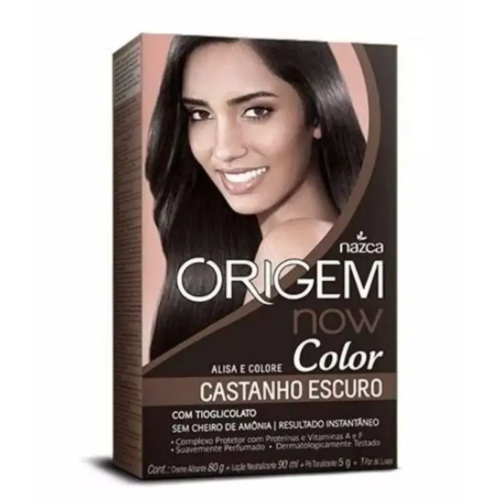Creme Alisante Origem Now Castanho Escuro
