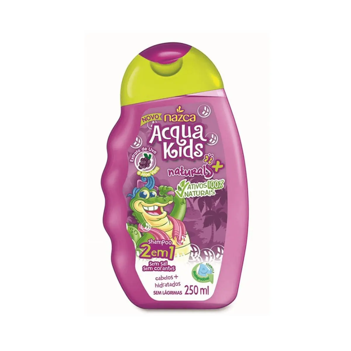 Shampoo 2 Em 1 Uva E Aloe Vera Acqua Kids Frasco 250ml