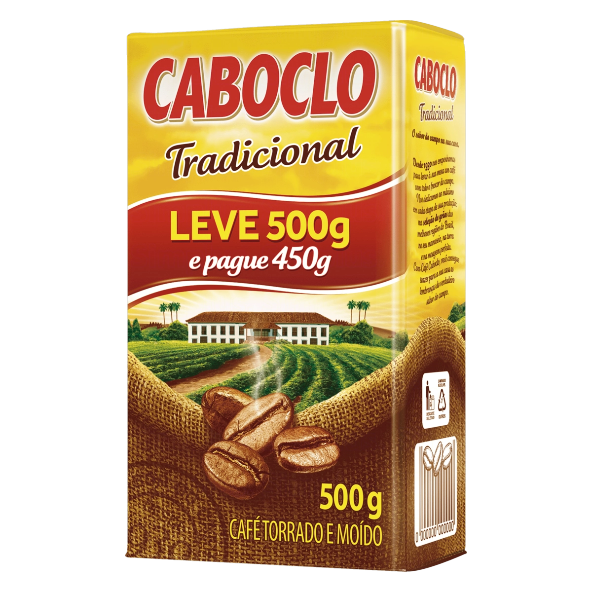 Café Torrado E Moído A Vácuo Tradicional Caboclo Pacote Leve 500g Pague 450g