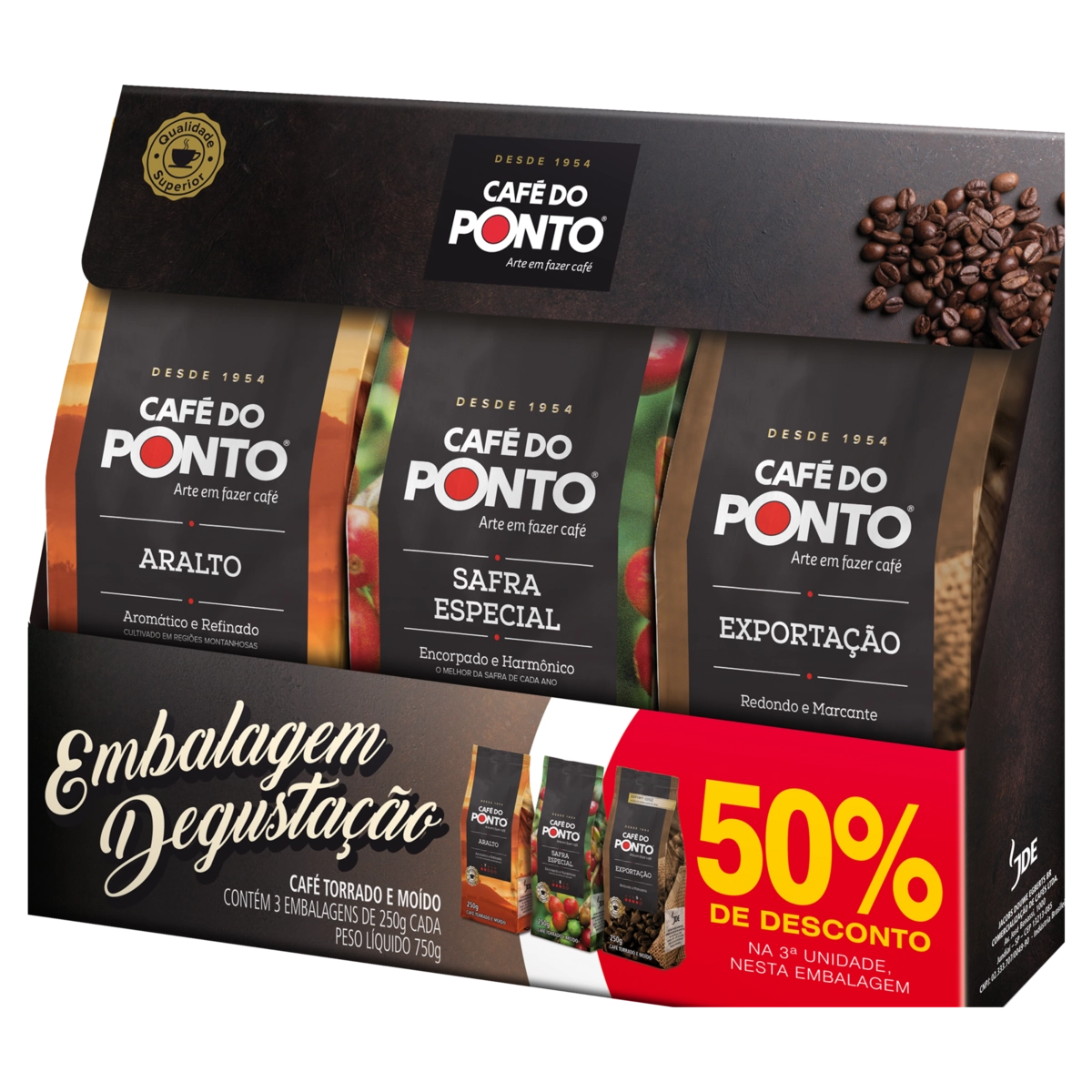 Café Torrado E Moído Aralto, Safra Especial E Exportação Café Do Ponto Caixa 750g 3 Unidades Grátis