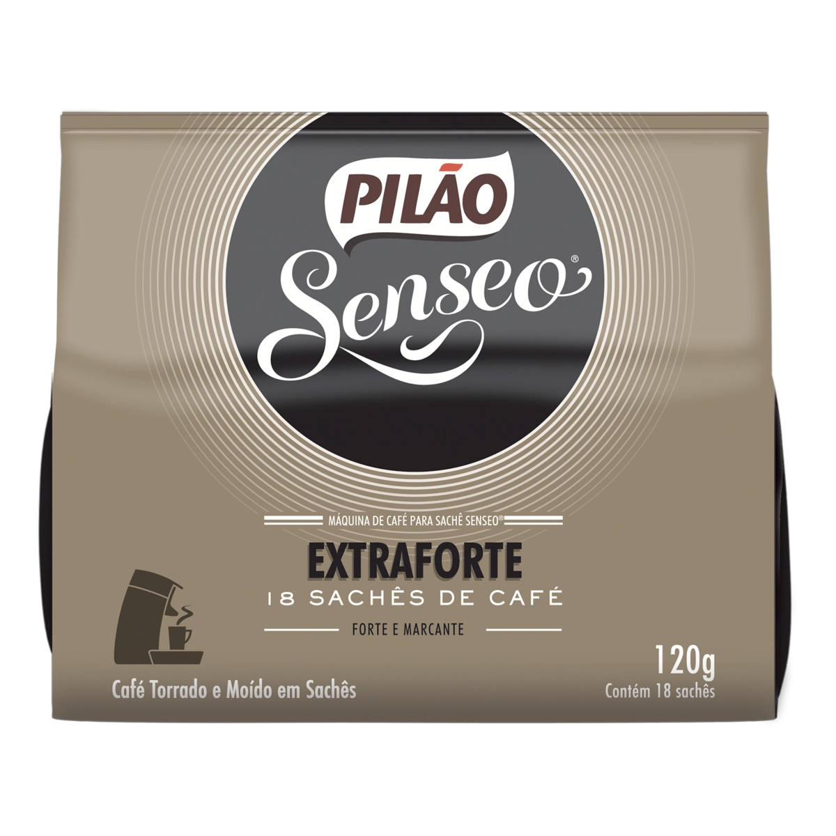 Café Em Sachê Torrado E Moído Extraforte Pilão Senseo Pacote 120g 18 Unidades