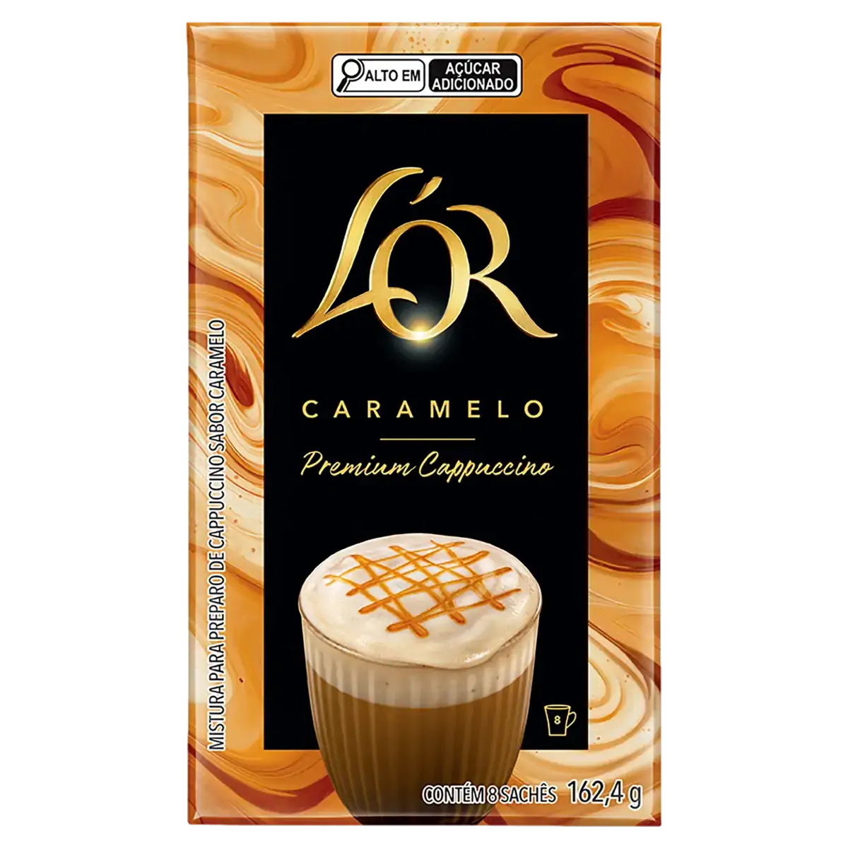 Cappuccino Solúvel Caramelo Lor Premium Caixa 162,4g 8 Unidades