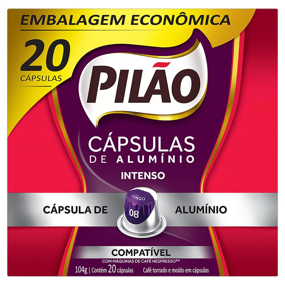 Café em Cápsulas de Torrado e moído Pilão Intenso 08 104g com 20 Cápsulas