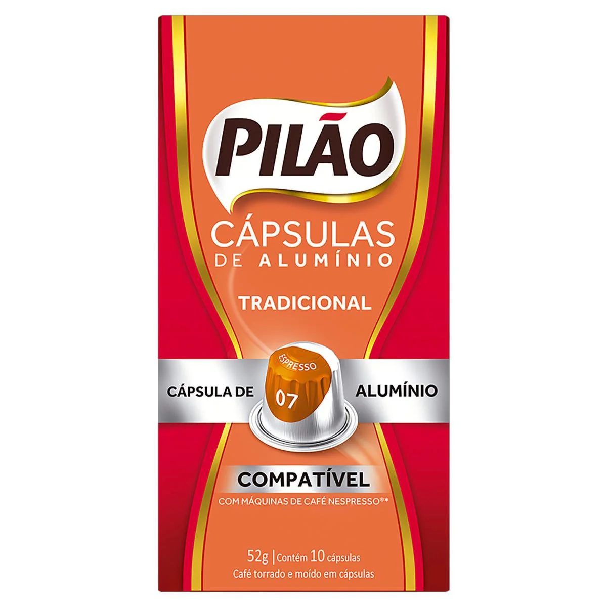 Café em Cápsulas de Torrado e moído Pilão Tradicional 07 52g com 10 Cápsulas