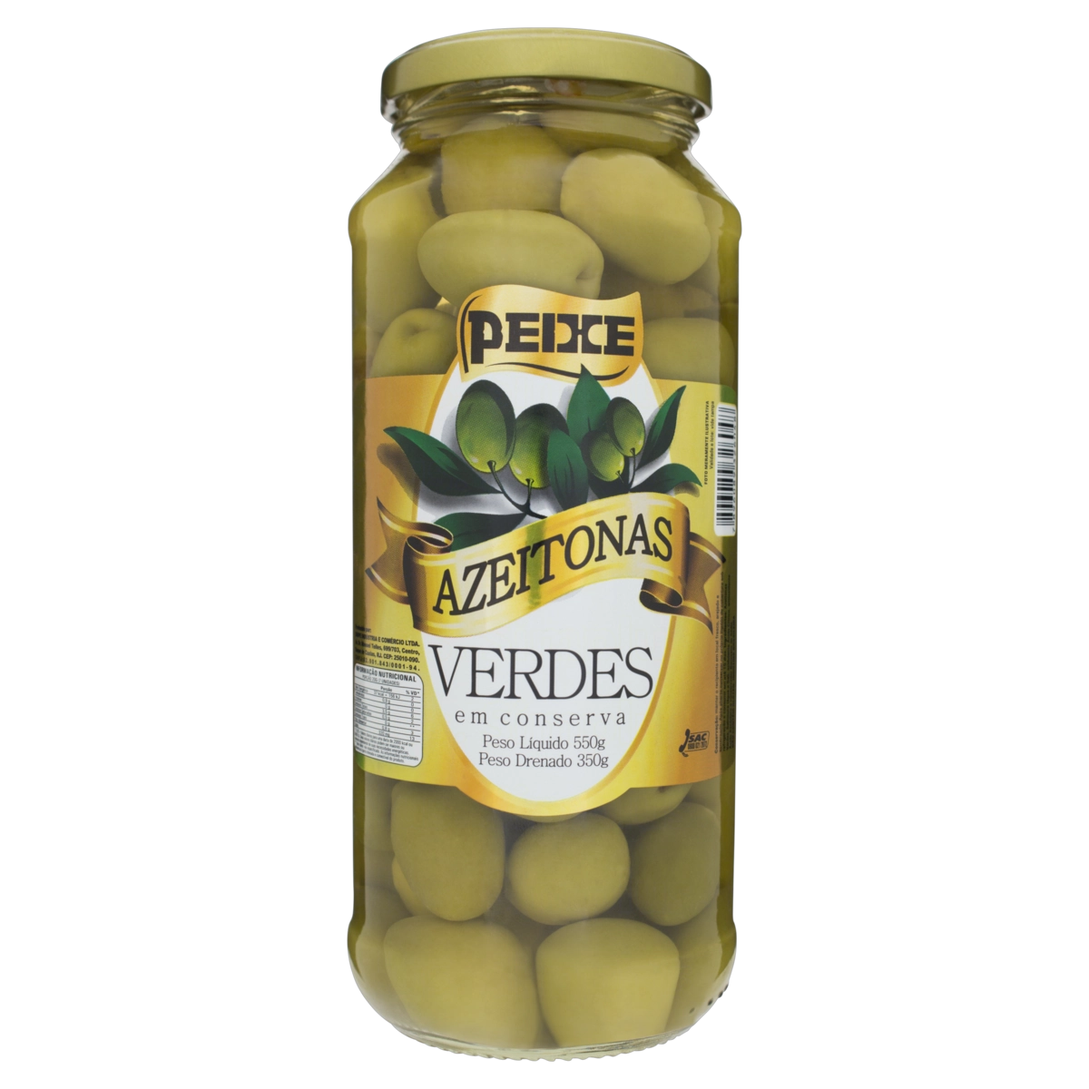 Azeitona Verde Em Conserva Peixe Vidro 350g