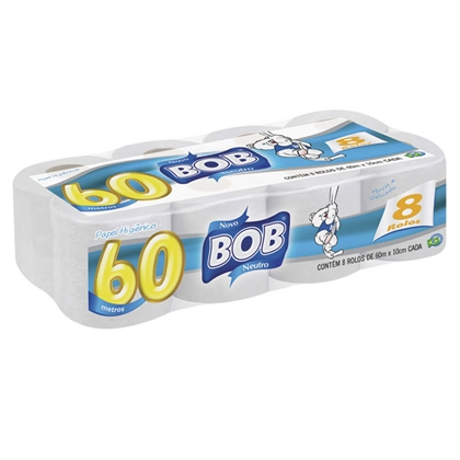 Papel Higiênico Bob Folha Simples Neutro 8unidade X 60mt