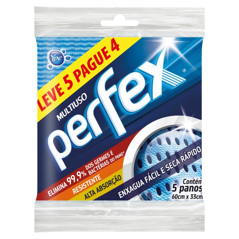 Pano Multiuso Azul Perfex Leve 5 Pague 4 Unidades