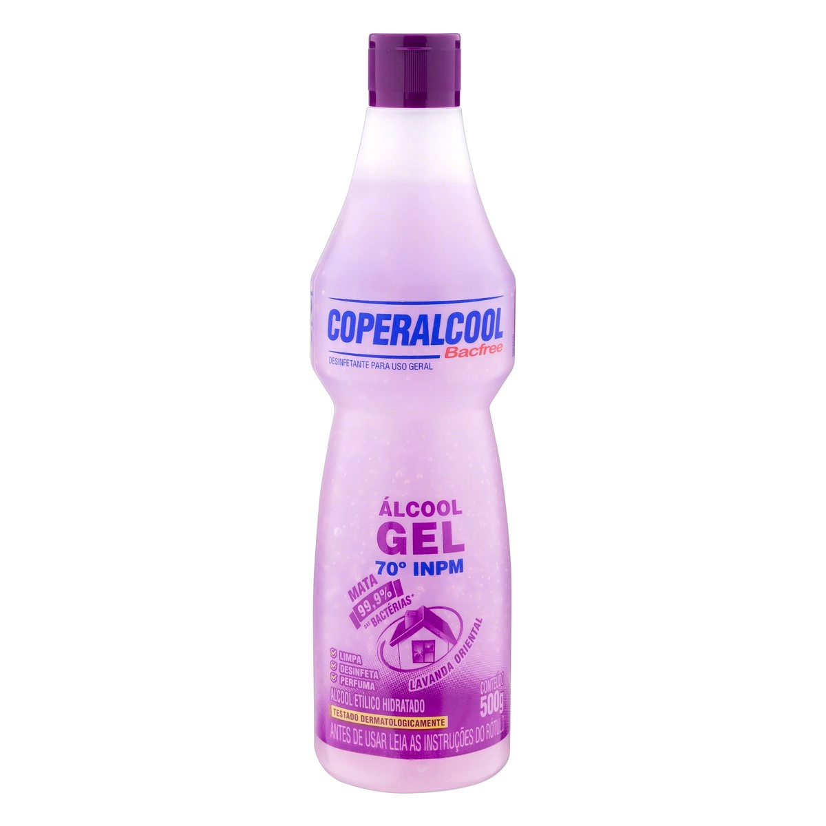álcool Gel 70 Inpm Lavanda Oriental Coperalcool Bacfree Squeeze 500g