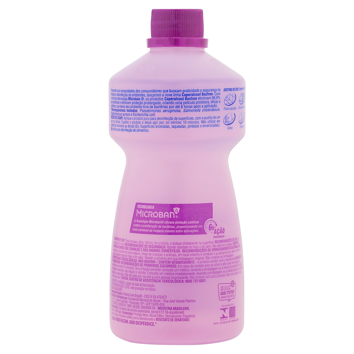 álcool Líquido 46 Inpm Lavanda Oriental Coperalcool Bacfree Frasco 500ml