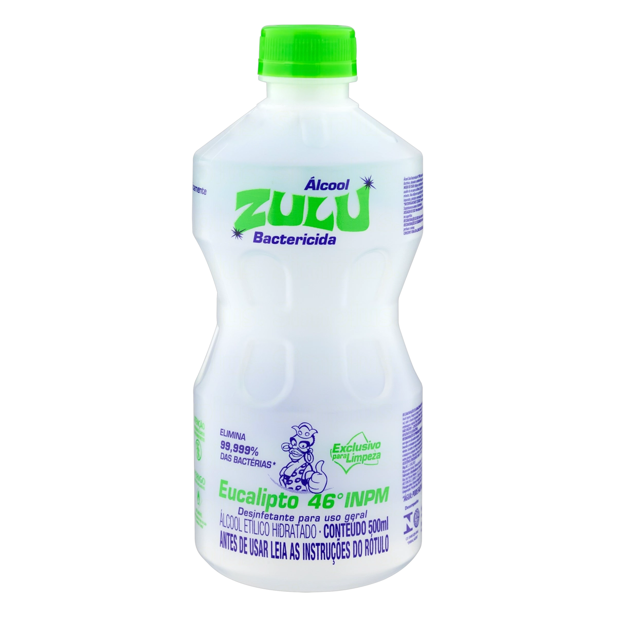 álcool Líquido 46 Inpm Bactericida Eucalipto Zulu Frasco 500ml