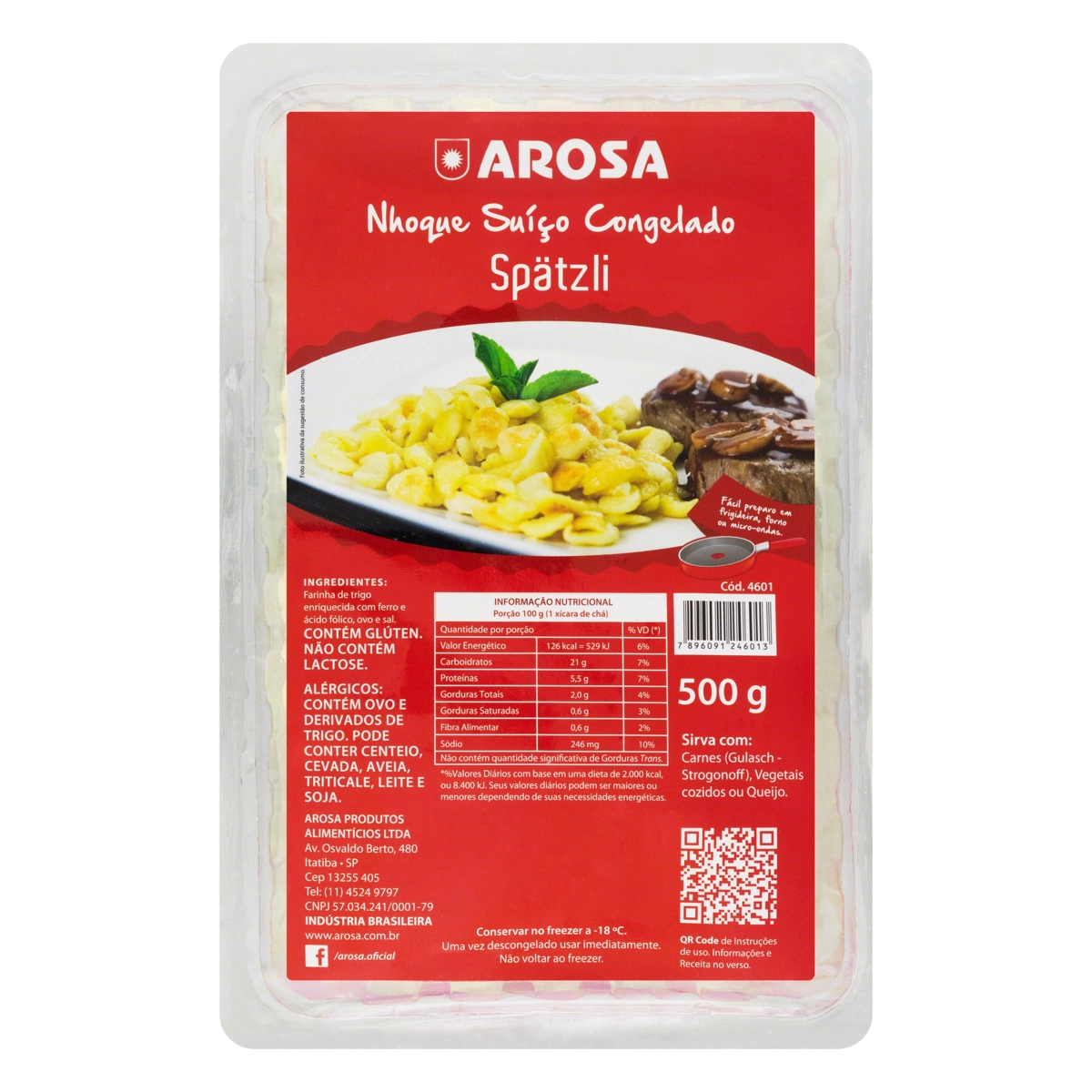 Nhoque Suíço Arosa Bandeja 500g