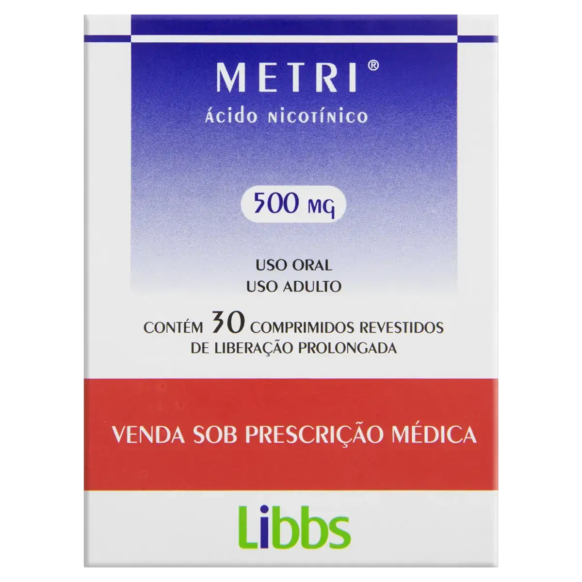 Metri 500mg Libbs Caixa 30 Comprimidos Revestidos