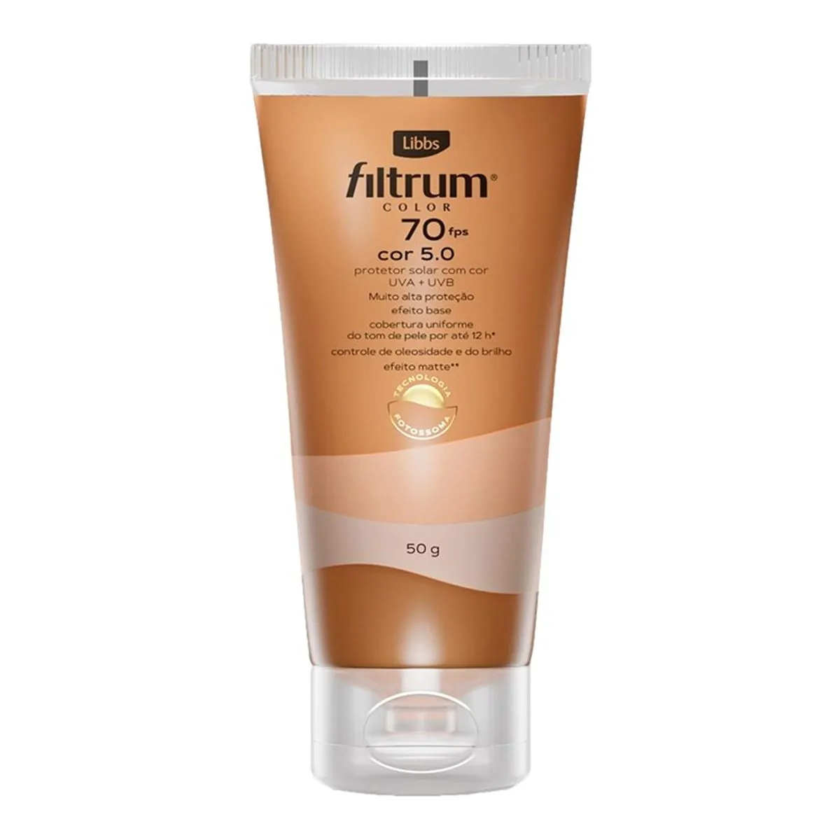 Protetor Solar Facial Com Cor 5.0 Fps 70 Filtrum Color Bisnaga 50g