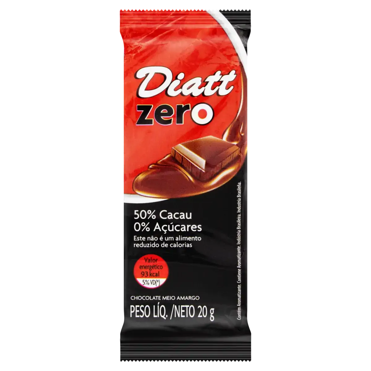 Chocolate Meio Amargo 50 Cacau Diatt Zero Pacote 20g