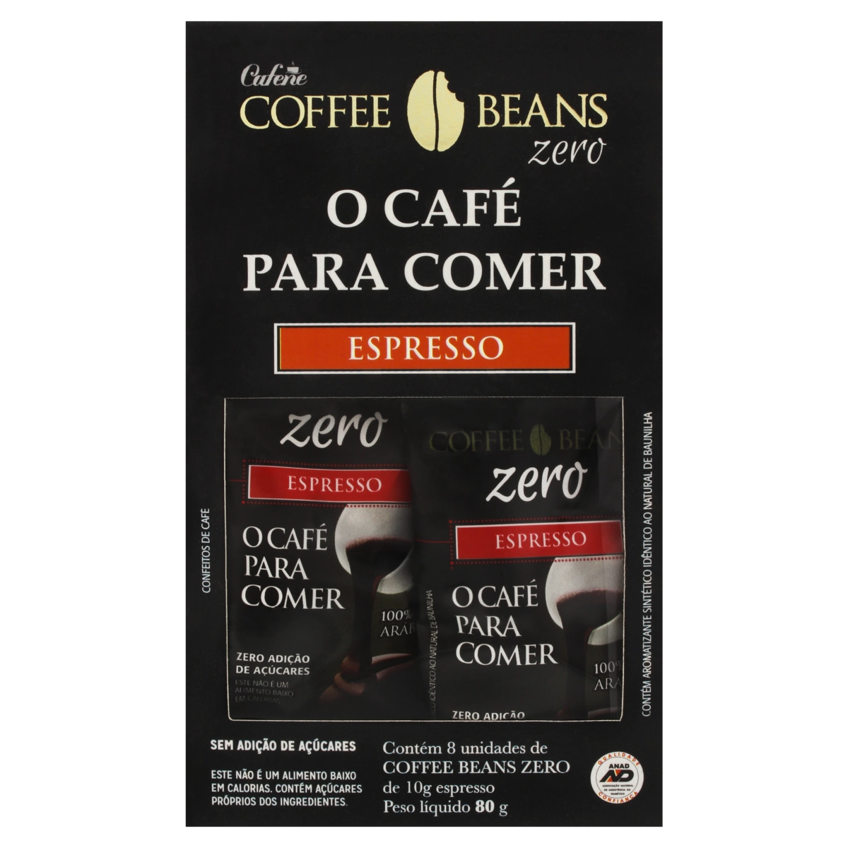 Pack Confeito De Café Espresso Coffee Beans Zero Caixa 80g 8 Unidades