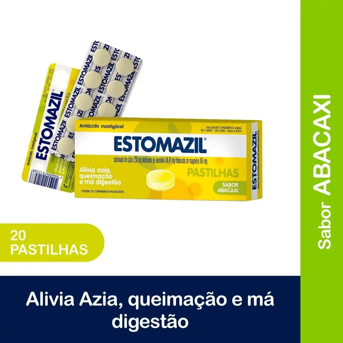 Estomazil Abacaxi Cosmed Caixa 20 Comprimidos Mastigáveis