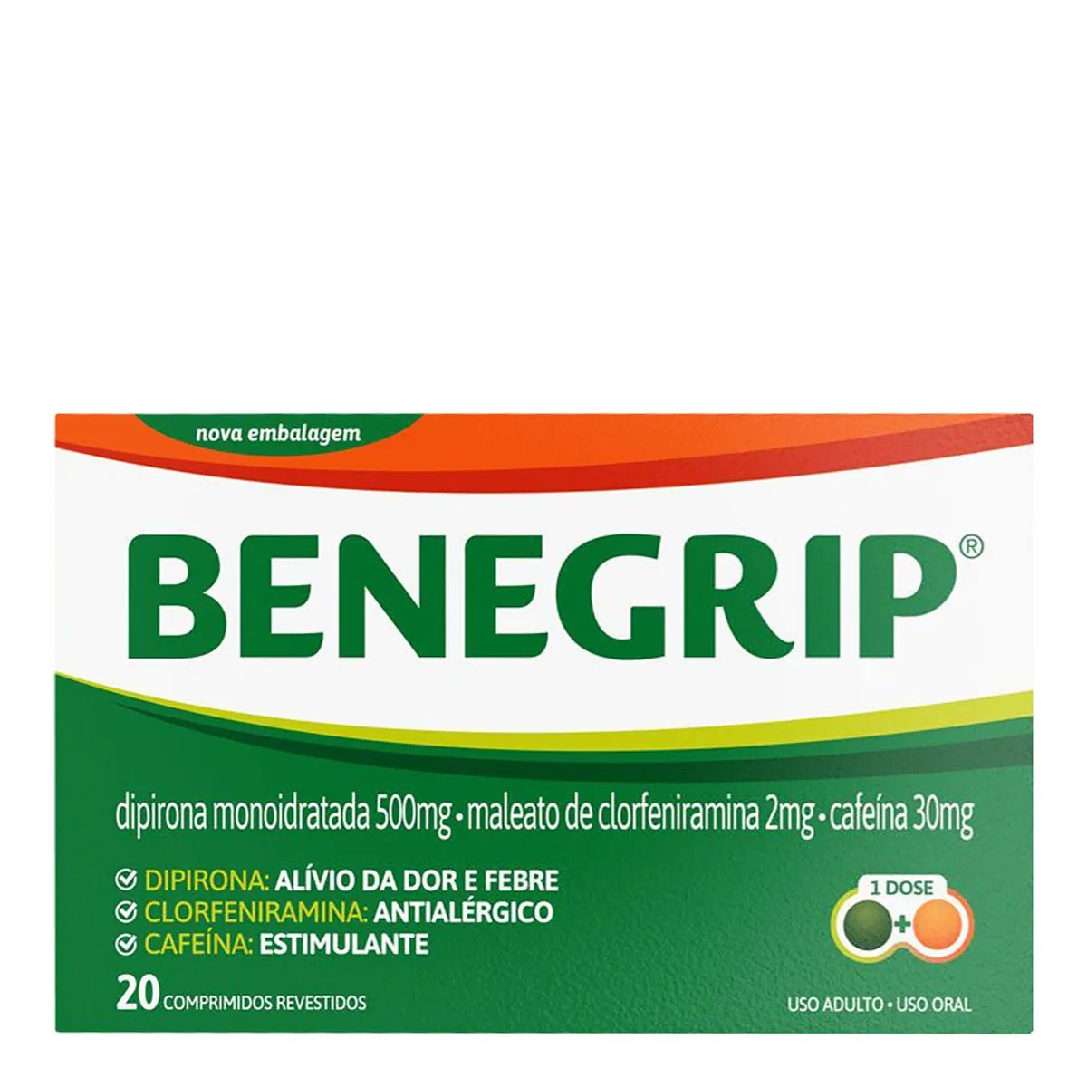 Analgésico Benegrip com 20 Comprimidos