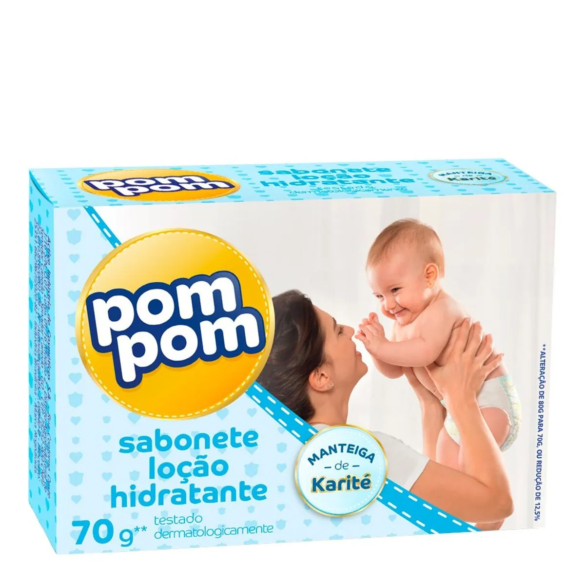 Sabonete Infantil em Barra Hidratante Natural Pom Pom Caixa 80g