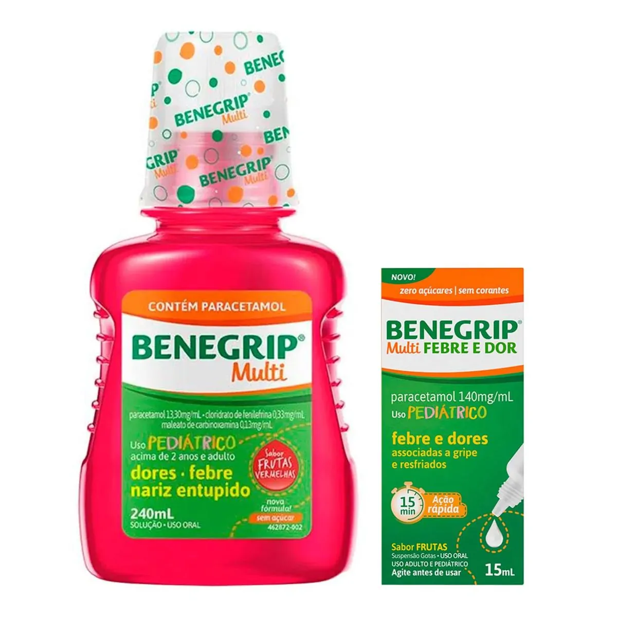 Paracetamol Benegrip Multi Frutas Vermelhas Frasco 240ml