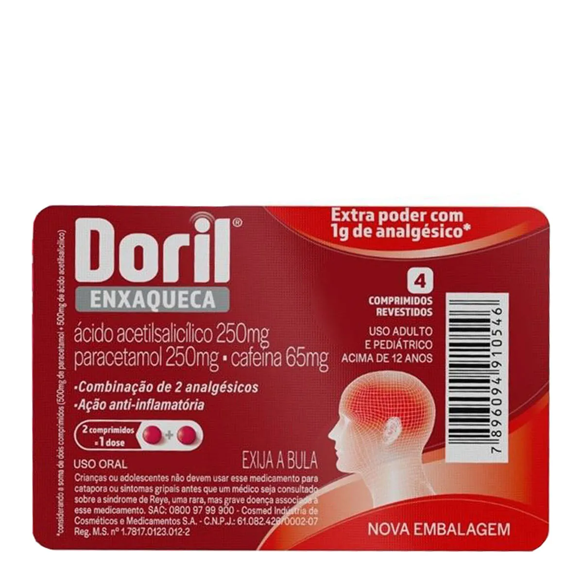 Doril Enxaqueca Cosmed 4 Comprimidos Revestidos