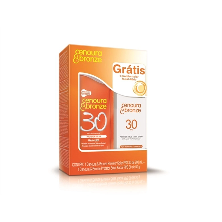 Protetor Solar Loção Cenoura E Bronze 200ml Fps30 Grátis Facial Fps30 Unit